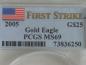 Preview: 25 $ Dollar "Gold Eagle" First Strike, USA 2005, 1/2 oz Feingold, MS69, PCGS 89978