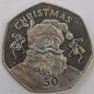 Preview: 50 Pence 1992, Gedenkmünze Christmas, Königin Elizabeth II., Gibraltar