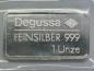 Preview: Historischer Degussa Silberbarren 1 oz, Feinsilber 999 in OVP, Rückseitenmotiv: Mercedes 190E 2,3-16