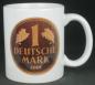 Preview: "1 DM in Gold" Kaffeebecher delgrey, 11 fl oz. Keramik weiß