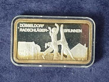 Preview: Historischer Degussa Silberbarren 1 oz, Feinsilber 999 in OVP, Rückseitenmotiv: 700 Jahre Düsseldorf (2)