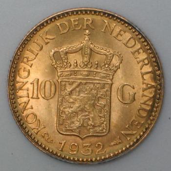 10 Gulden "Wilhelmina" 1932 Niederlande 900er Gold