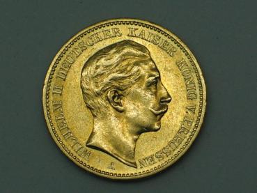 20 Mark "Wilhelm II", Reichsgold, Goldmark 1890, Deutsches Reich, 900er Gold, Berlin