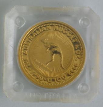 Australian Känguru 1/4 oz (Unze) 1990, Australian Kangaroo, Anlagemünze, 999,9 Feingold in OVP