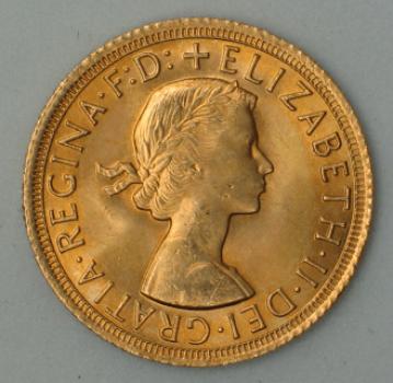 Sovereign "Elisabeth II" 1965, "Haarband", Großbritannien, 916,7 Gold, London