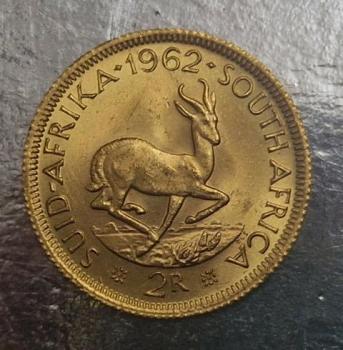 2 Rand 1962, Südafrika, 916,7 Gold