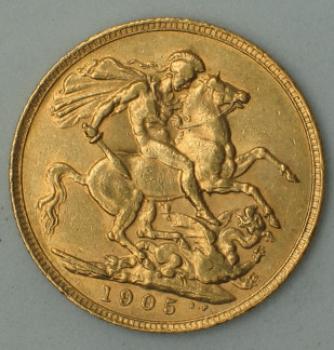 Sovereign "Edward VII" 1905, Großbritannien, 916,7 Gold, London