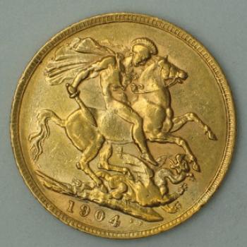 Sovereign "Edward VII" 1904, Großbritannien, 916,7 Gold, London