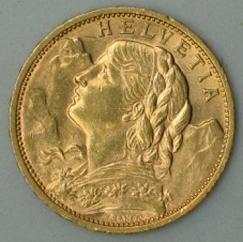 20 SRFS "Vreneli" 1901, Schweiz, 900 Gold