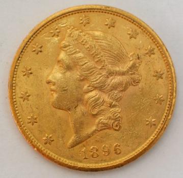 20$ US "Liberty Head" 1896" "Double Eagle" USA 900er Gold, San Francisco