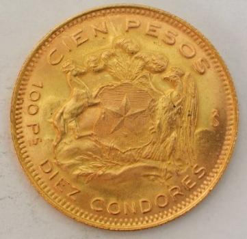 Preview: 100 Pesos, "Cien Pesos" Chile, 1954, 900er Gold