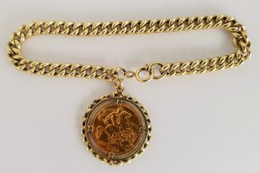 Münzarmband "Sovereign George V" Großbritannien, 585/917er Gold