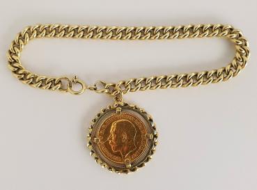 Münzarmband "Sovereign George V" Großbritannien, 585/917er Gold