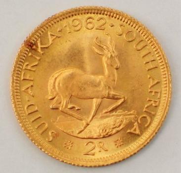 2 Rand 1962, Südafrika, 916,7 Gold