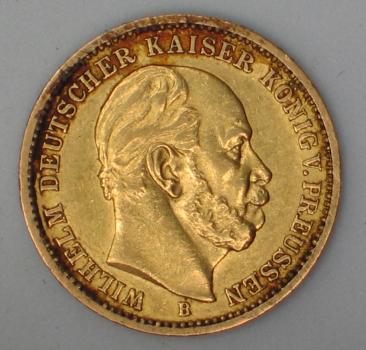 20 Mark "Wilhelm von Preussen", Reichsgold, Goldmark 1872, Deutsches Reich, 900er Gold, Berlin