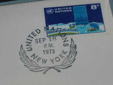 Silbermedaille "Beitritt der BRD zu den Vereinten Nationen" 1973, 925 Silber, Franklin Mint in OVP