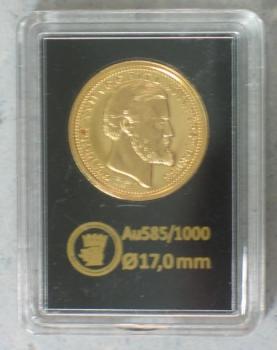 Preview: Goldmedaille 20 Mark "Heinrich XXII v.G.G.Alt.L.Souv. Fürst Reuss" aus 585er Gold in OVP