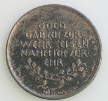 Medaille "Gold gab ich zur Wehr..." 1916, Eisen in Originalschatulle
