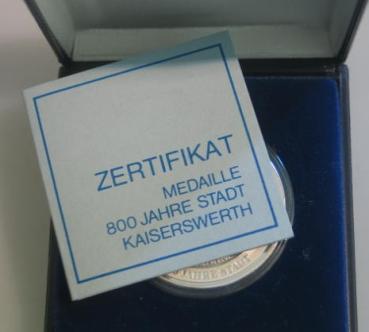 Silbermedaille "800 Jahre Stadt Kaiserswerth", 1000 Feinsilber, Gewicht: 15,0g mit Zertifikat