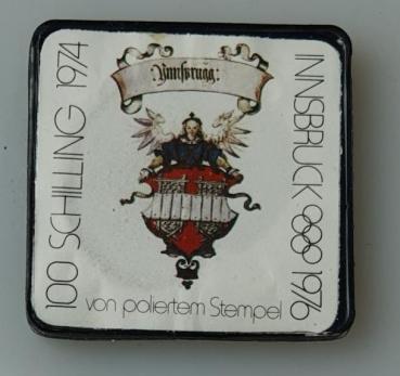 100 Schilling "Innsbruck" 1974/1976 "von poliertem Stempel"  aus 640er Silber in OVP