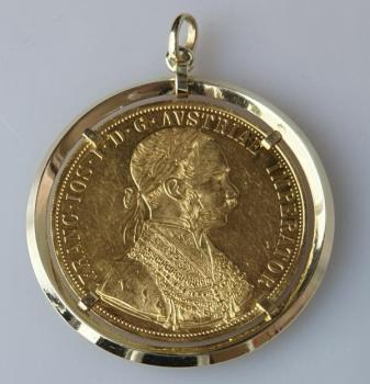 Münzanhänger "4er Dukat" Österreich 986/1000 Gold mit Kettenanhänger 585er Gold