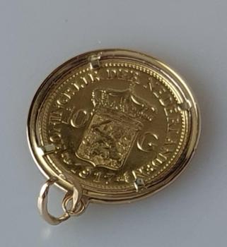 Münzanhänger "10 Gulden Wilhelmina - Niederlande " 1917 aus 750er und 900er Gold