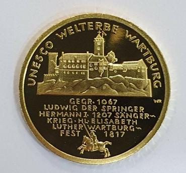 100 Euro Gold 2004 "Wartburg" mit original Münzetui und Beschreibung, 1/2 oz Feingold 999,9