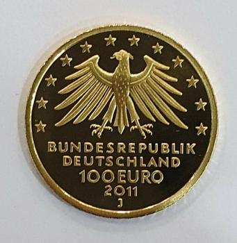 100 Euro Gold 2004 "Wartburg" mit original Münzetui und Beschreibung, 1/2 oz Feingold 999,9
