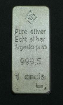 Historischer Silberbarren Sempsa 1 oz, Feinsilber 999,5 mit Rückseitenmotiv: Düsseldorfer Golfclub