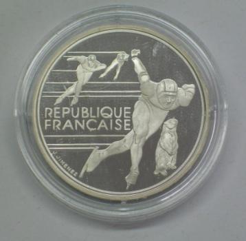 100 Francs 1989 XVI. Olympische Winterspiele, Albertville 1992 - Eisschnelllauf, Frankreich, Silber 900