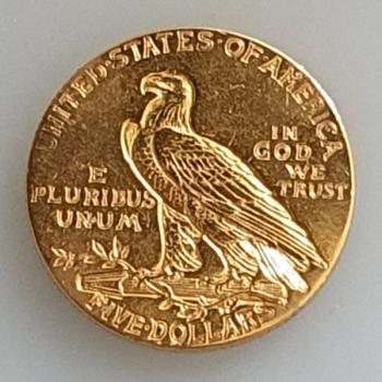 5$ US "Indian Head" 1911 USA 900er Gold