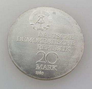 Silbermünze 20 Mark Ernst Abbe, 1980, DDR, 500er Silber