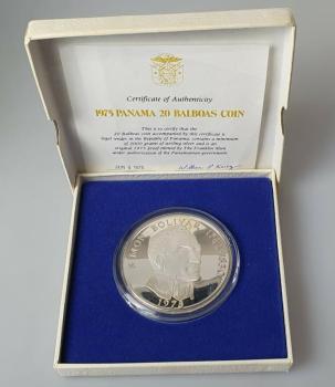 20 Balboas "Simon Bolivar aus 925er Silber in OVP