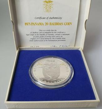 20 Balboas "Simon Bolivar aus 925er Silber in OVP