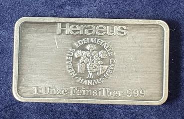 Preview: Historischer Heraeus Silberbarren 1 oz, Feinsilber 999, Rückseitenmotiv: Hamburg