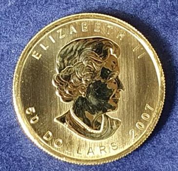 Maple Leaf 1 oz (Unze) 2007, Kanada, Anlagemünze, 999,9 Feingold