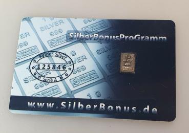 1,0 Gramm Silberbarren im Blister, 999 Feinsilber