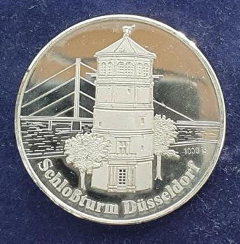 Silbermedaille -Schloßturm Düsseldorf Schifffahrtsmuseum- 1000 Feinsilber, Gewicht: 15,0g