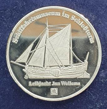 Silbermedaille -Schloßturm Düsseldorf Schifffahrtsmuseum- 1000 Feinsilber, Gewicht: 15,0g