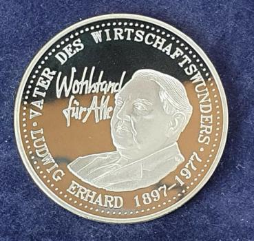 Silbermedaille -Ludwig Erhard- 999,9 Feinsilber, Gewicht: 15,0g