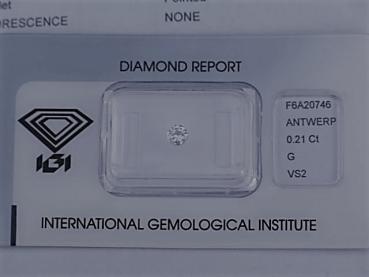 Diamant im Brillantschliff 0.21 ct/ vs2 mit IGI Report