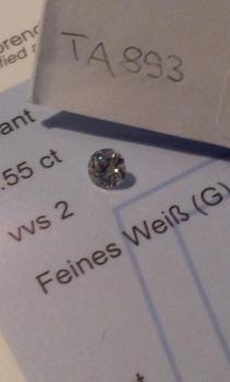 Diamant im Brillantschliff. 0.55 ct / G/ vvs2/ G/ G/ VG/ DPL Report