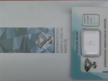 Preview: Diamant im Brillantschliff 0.18 ct/ H/ I1/ G/ G/ F/ N mit IGI Report