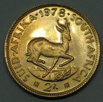 2 Rand 1978, Südafrika, 916,7 Gold
