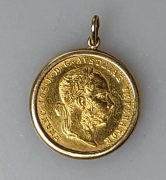 Münzanhänger Dukat, Kaiser Franz Josef Österreich 1915, 986er Gold