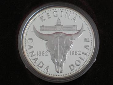 Elizabeth II 1 Dollar Canada "Bison Schädel" 500er Silbermünze in Originaletui