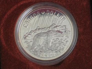Elizabeth II 1 Dollar Canada "Eisbär" 500er Silbermünze in Originaletui