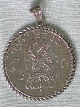Münzanhänger "2 1/2 Gulden" 1961 - Münze aus 720er Silber, Fassung aus 800er Silber