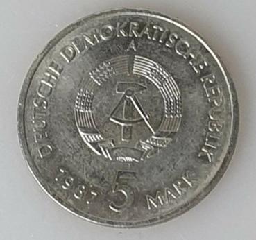 Preview: 5 Mark "Nikolai Viertel Berlin" 1987 aus Kupfer/ Nickel