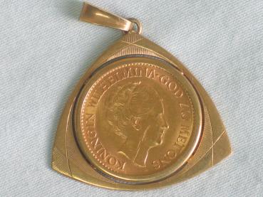 Münzanhänger "10 Gulden - Niederlande " 1925 aus 585er und 900er Gold